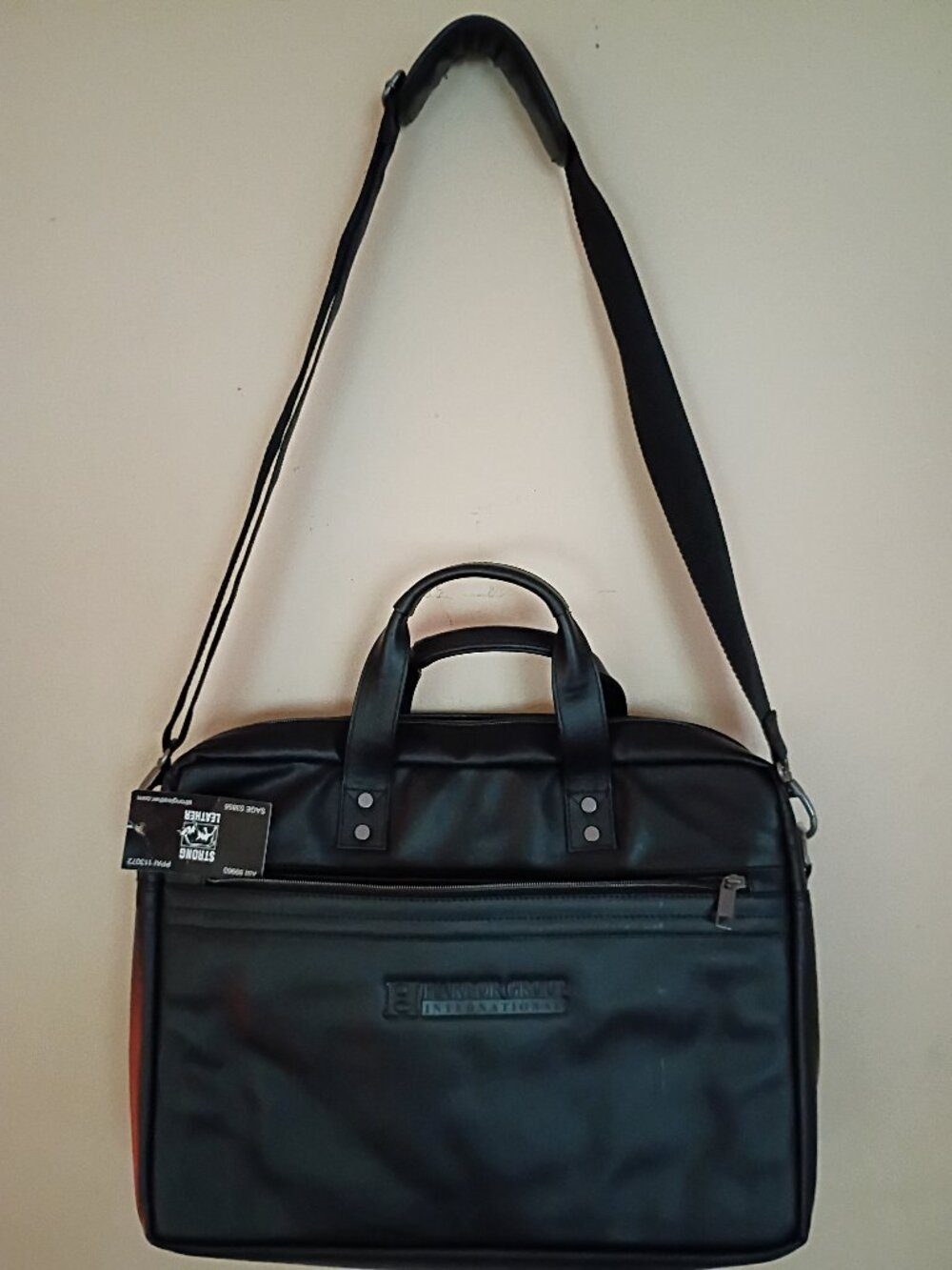 Strong Leather Hamilton Briefcase Top Grain Black Leather Laptop Messenger Bag